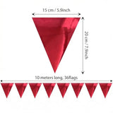 64Ft Red Triangle Pennant Banner Flag Metallic Paper Bunting Garland For Hanging Backdrop Birthday Party Decorations Graduation Bachelorette Bridal Wedding Baby Shower New Year Party Supplies