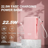 Slim Portabel Charger,10000Mah Power Bank Battery Pack Fast Charging With Built In Usb C And ?Type C Fast Charger, Tsa Approved Power Bank For Iphone 17/11/12/13/14/15/16 Android Samsung - Pink