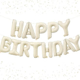 16 Inch White Sand Happy Birthday Foil Letter Balloons Banner Party Decor