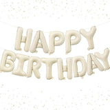 16 Inch White Sand Happy Birthday Foil Letter Balloons Banner Party Decor