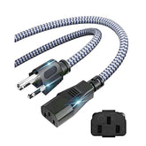 Power Cord-3 Prong Power Cable 10A 250V Ac Power Cable 6.6Ft/2M Nylon Braided Replacement 3 Pin Power Cord For Computer, Monitor, Printer,Tv, Pc,Projector,Power Supply Cable