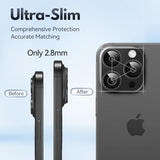 2 Pack Camera Lens Protector For Iphone 16 Pro/16 Pro Max, Alloy Metal Camera Cover With Tempered Glass Screen Protector Accessories,Scratch Resistant,Easy To Install - Black