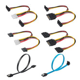 Set Of 6, Sata Power Splitter Cord And Sata Iii Cable 6.0 Gbps, Straight And 9