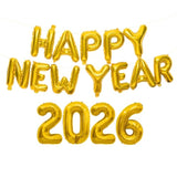 Gold Happy New Year 2026 Balloons for NYE Party and Festive Decorations