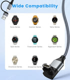 2 in 1 Charger Cable for Garmin Watch 2 Pack, 3.3 FT USB Charging Cord for Garmin Fenix 8 7 7X 6 5/Forerunner 970 965 955 945 570 265 255 165