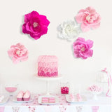 Pink Paper Flowers Artificial Crepe Tissue Hot Light Pink White Wall Décor Wedding Birthday Bridal Baby Shower Classroom Nursery Room Backdrop Centerpieces 5 Pcs Party Decorations Supplies