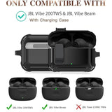Compatible With Jbl Vibe 200Tws/Jbl Vibe Beam Case Cover Lock Clip With Cleaner Kit,Cool Protective Cover Men Women With Carabiner For Jbl Vibe Beam 2 Charging Case - Black