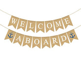 Jute Burlap Welcome Aboard Banner Nautical Boy Baby Shower Birthday Party Nursery Garland Decoration