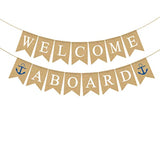 Jute Burlap Welcome Aboard Banner Nautical Boy Baby Shower Birthday Party Nursery Garland Decoration
