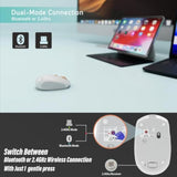 Rechargeable Silent Wireless Mouse, Bluetooth + 2.4Ghz, Quiet Click, Compact And Portable Travel-Friendly, Compatible With Laptop/Computer/Pc/Mac/Macbook/Chromebook/Ipad/Tablet (White)