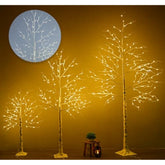 Set Of 3 Lighted Birch Tree, 4/6/8Ft Birch Christmas Tree 9Modes Led Birch Tree Lights For Indoor Outdoor Home Wedding Party Christmas Holiday Decorations(Warm&Cool White)