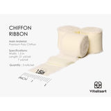 3 Rolls Handmade Fringe Chiffon Silk Ribbon 1.5" X 7Yd Cream White Rib