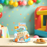 30 Pcs Blue Rainbow Cake Toppers with Balloons for Birthday & Wedding Party Decor