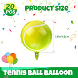 20-Pc 18-Inch Green Tennis Balloons Foil Decorations for Sports-Themed Parties