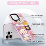 Case For Iphone 16 Pro, Cute Pink Art Collage Print Kawaii Design Girly Aesthetic Cartoon Pattern For Women Girls Teens Soft Tpu Phone Case,6.3"