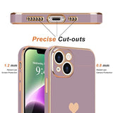 For Iphone 14 Plus Case For Women Girl Cute Love Heart Luxury Plating Soft Bling Back Cover Raised Full Camera Protection Bumper Silicone Shockproof Phone Case For Iphone 14 Plus, Lavender