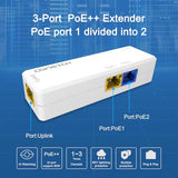 3 Port Poe Splitter, 1 In 2 Out Poe Extender, Ieee 802.3Af/At/Bt Poe Powered, Mini Poe Passthrough Switch, 100Mbps Ethernet, Supports 3 Levels Cascading, Plug & Play, Poe Repeater