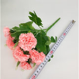 4 Bunches Bouquet Of Artificial Silk Flower Carnations,12" Bouquet And Green Leaf For Home Party,Bridal Wedding Holding Flowers Festival Decor With 10 Per Bunch Flower (Red Edge-White)