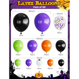 126Pcs Halloween Balloon Garland Arch Kit - Black, Orange, Purple, Green & Foil Party Decor