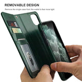 For Iphone 11 Wallet Case With Card Holder Pu Leather Magnetic Detachable Kickstand Shockproof Wrist Strap Removable Flip Cover For Iphone 11 6.1 Inch (Green)