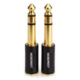 3.5Mm To 1/4" Adapter - Authentic Genuine Universal 6.35Mm Pure Copper Adapter Jack - 3.5Mm (1/8 Inch) Female To 6.35Mm (1/4 Inch) Male Headphone Adapter, Black Fashion 2-Pack