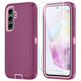 Samsung Galaxy S26 Case with HD Screen Protector, Heavy Duty Shockproof & Dropproof 3-Layer Cover Phone Case for Galaxy S26 6.3" Wine Red and Pink