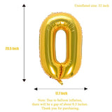 32" gold number 0 foil balloon for birthday party decoration supplies