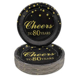 80Th Birthday Party Supplies,50 Pcs Cheers To 80 Years Disposable 7 Inch Paper Plates Dessert Plates For 80 Years Anniversary Party