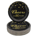 80Th Birthday Party Supplies,50 Pcs Cheers To 80 Years Disposable 7 Inch Paper Plates Dessert Plates For 80 Years Anniversary Party