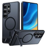 For Samsung Galaxy S25-Ultra Case: Magnetic Translucent Matte Phone Cover With Kickstand Military Grade Shockproof Protective Drop Protection Stand Phonecase Slim Rugged - 6.9 Inch (Black)