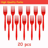 80 Pcs Red Cartoon Birthday Party Plates, Happy Birthday Dessert Plates Napkins Forks Tableware Kit For Boys 1St 2Nd 3Rd 4Th 5Th 6Th Bday Party Decorations Supplies (20 Guests)