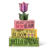 4 Pcs Spring Table Decoration Tulip Flower Wooden Signs Farmhouse Spring Tiered Tray Decor Pastel Flower Table Centerpieces Easter Tabletop Decor For Home Kitchen Shelf Office