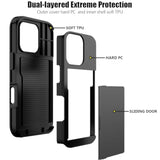 Compatible With 16 Pro Case With Card Holder Dual Layer Heavy Duty Protective Shockproof Hidden Card Slot Slim Wallet Phone Cover For 16 Pro For Women&Men 6.3 Inch(Black)