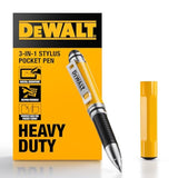 DEWALT Heavy Duty 3-in-1 Mini Stylus Pocket Pen, Tablet Pens for iPad, EDC Touch Screen Pens, Ballpoint w/Touchscreen Tip, Keypad Tip, Compatible iPhone Stylus Pen, Extra Ink Cartridge, Gifts for Dad