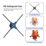 3D Fan,27.5 Inch 3D Led Fan Projector 832 Hd Led Beads, Holographic Fan Advertising Support App+Remote+Bluetooth Audio+Splicing,For Store ,Halloween,Christmas
