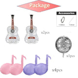Pink Purple Music Note Balloons Guitar Disco Ball Party Decorations