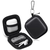 Earbud Case, Earphone Case Headphone Eva Earbud Holder With Stainless Steel Carabiner Cell Phone Accessories Organizer Mini Earbud Pouch For Wireless Earbuds, Bluetooth Headset, Sd Memory Card
