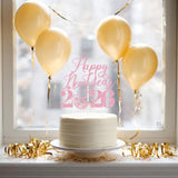 Pink Glitter Happy New Year 2026 Cake Topper Party Decor