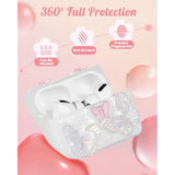 Boaretiu For Airpods Pro/Pro 2Nd Gen Case With Pearl Bow Keychain - Stylish Protective Cover For Women, Cute Girls Kawaii Girly Unique Silicone Design Case For Airpods Pro & Pro 2, Butterfly