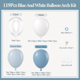 119pcs Dusty Blue Balloon Arch Kit Pastel Blue White Balloons for Party Decor