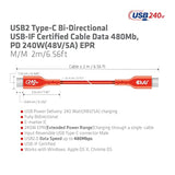 Cac-1573 Usb2 Type C To Type C Certified Bi-Directional Cable With 240W Chargi