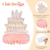 9-Piece Rose Gold Pink Happy Birthday Table Centerpieces for Women and Kids