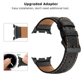 Leather Bands Compatible with Samsung Galaxy Watch 8 40mm 44mm, Genuine Leather Strap Compatible with Samsung Galaxy Watch 8 Classic 46mm, Black