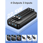 Power-Bank-Portable-Charger 49800Mah Portable Phone Charger Power Bank With 3 Built-In Cable(Usb-C, Ios, Usb-A), 22.5W Fast Charging Led Display External Battery Pack For Iphone Android Samsung, Etc