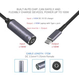 Pd 100W Dc 3.5Mm X 1.35Mm Female Input To Usb Type C Male Power Charging Cable, Dc35135 To Type C Extension Cable With Pd Automatic Identification Chip,For Phones,Tablets,Laptops