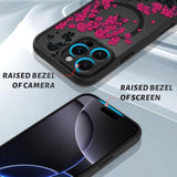 OOK Case for iPhone 16 Pro Max 6.9 (Compatible with MagSafe) Floral Flowers Design Translucent Phone Cover Soft TPU + Hard PC Anti-Scratch Shockproof Magnetic Cute Case for Women - Hot Pink