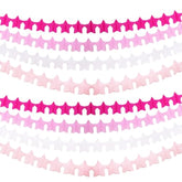 Hot-Pink Valentines-Day Party-Decorations Star Garland - Rose Pink White Streamers Hanging Banner Birthday Decor Wedding Baby Bridal Shower Girl Home Party Backdrop Engagement Bachelorette