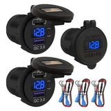 12V Usb C Car Charger Socket 3-Pack - 48W Pd & Qc 3.0 Fast Charging Dual Usb Outlet With Voltmeter & On/Off Switch, Waterproof 12V Charging Port For Car, Marine, Boat, Golf Cart