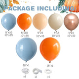 137Pcs Fall Thanksgiving Balloon Arch Kit Dusty Blue Orange for Baby Shower Party