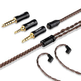 Tripowin Amber 32Awg Ofc Oxygen Free Cable Hifi Iem Cable With Interchangeable 2.5Mm/3.5Mm/4.4Mm Plug, Pvc Sleeve Replacement Cable For Audiophile (Recessed 2Pin)